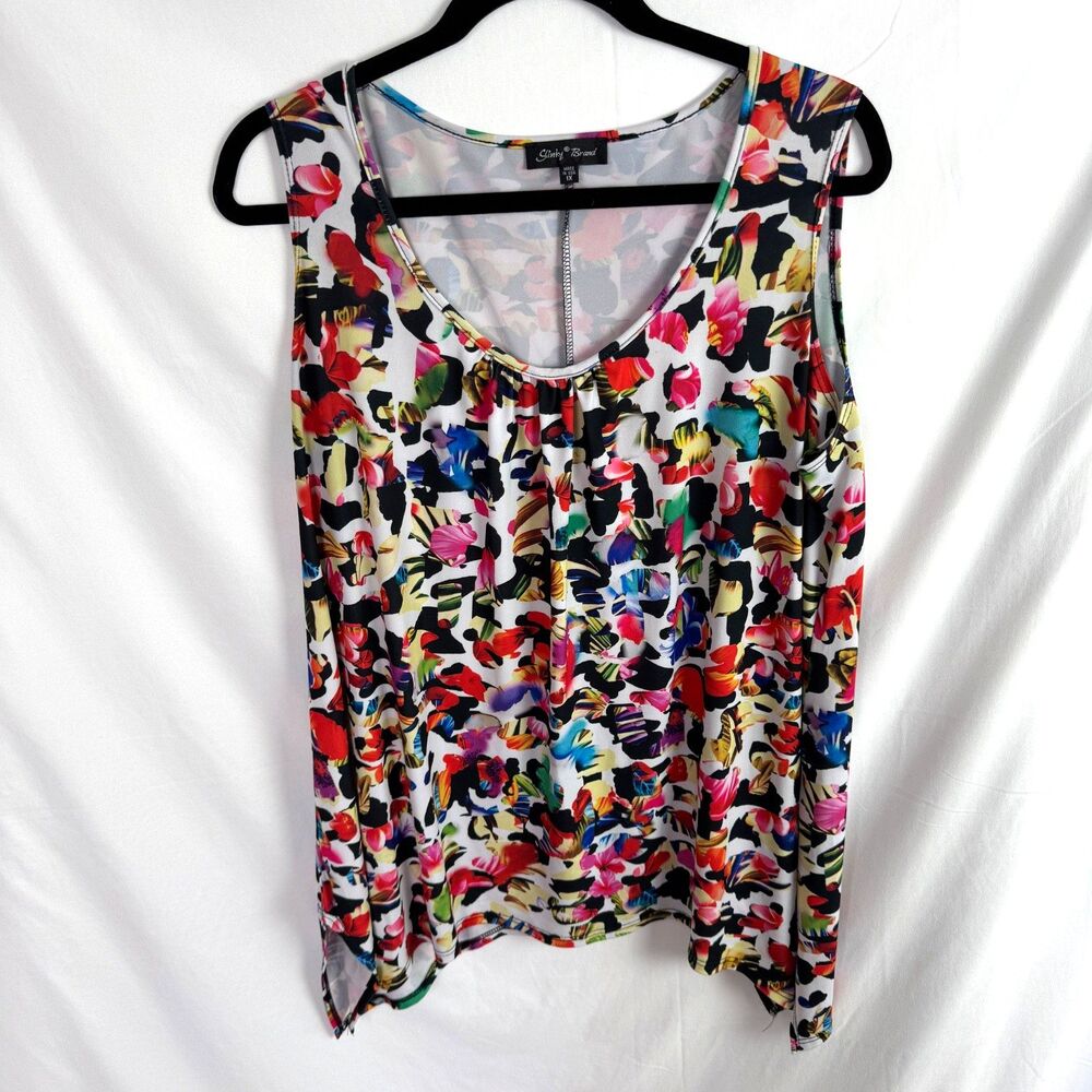 Slinky Brand Women's Tank Top Tunic Blouse Size 1X Colorful Floral Print